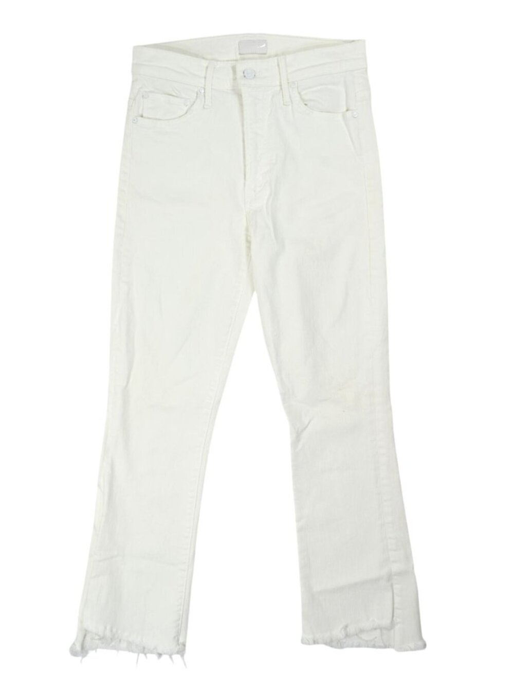 MOTHER The Insider Crop Step Fray Jeans in White
